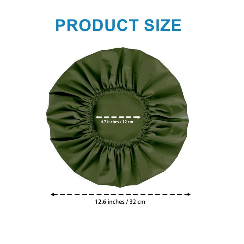 CHFONG Shower Cap for Women, Double Layer Waterproof Bath Cap, Reusable Hair Protector, Large Waterproof Shower Bonnet Washable Elastic Band Bath Hair Hat for Long Hair, Braids， - Dark Green - Image 4
